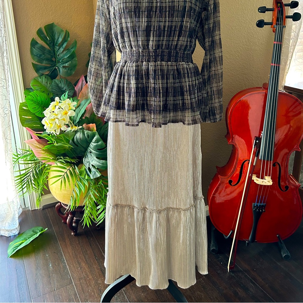 Shimmery Gold Maxi Skirt (skirt only)